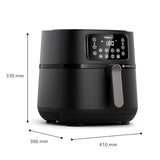 Philips Air Fryer Série 5000 7.2L - Connecté - 16 fonctions de cuisson, format XXL de 7,2L/1,4kg, technologie RapidAir, -90% de matières grasses, écran tactile, facile à nettoyer, noir (HD9285/90)