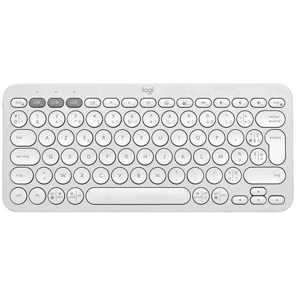 لوجيتك لوحة مفاتيح بلوتوث عالمية QWERTY أمريكية دولية بيضاء