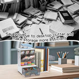 GwaOery Organiseur de bureau avec porte-documents extensible et compartiments réglables - Multifonction - Rangement pour stylos, papeterie, livres, bijoux, cosmétiques - Pour la maison, le bureau