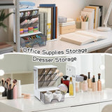 GwaOery Organiseur de bureau avec porte-documents extensible et compartiments réglables - Multifonction - Rangement pour stylos, papeterie, livres, bijoux, cosmétiques - Pour la maison, le bureau