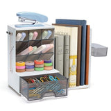 GwaOery Organiseur de bureau avec porte-documents extensible et compartiments réglables - Multifonction - Rangement pour stylos, papeterie, livres, bijoux, cosmétiques - Pour la maison, le bureau