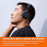 Amazon Basics Casque supra-auriculaire Bluetooth sans fil - 35 heures d’autonomie - Noir