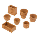 7 Pièces/Set Mini Miniature Bonsai Pot De Fleurs 1/12 Dollhouse Fairy Garden Décor Accessoires Maison Objets De Collection