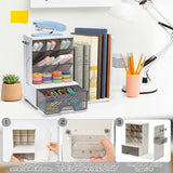 GwaOery Organiseur de bureau avec porte-documents extensible et compartiments réglables - Multifonction - Rangement pour stylos, papeterie, livres, bijoux, cosmétiques - Pour la maison, le bureau