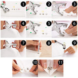 مجموعة من 100 زر كبس معدني بقياس 9.5 ملم مع كماشة تثبيت وأدوات تركيب – مثالية للأعمال اليدوية، الخياطة، القبعات، والحِرَف.