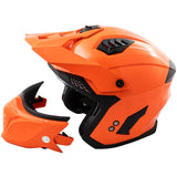 A-PRO SRL Casque Moto Jet Cafe Racer Homologué ECE 22-06 Visière Scooter Custom Orange L