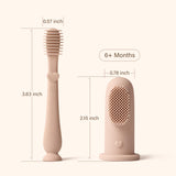 Moonkie Brosse à Dent Bebe, Set de Soin Bebe, Manuelle Brosse + Brosse Bébé Doigtier, 100% Silicone, Sans BPA, Brosses à Dents Doux et Confortable, Brosse Bébé, pour 3 Mois+(Menthe)