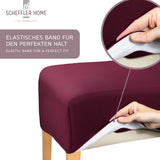 SCHEFFLER-Home Housse de Chaise Extensible « Emma » / Lot de 2 / Bordeaux/Housse de Chaise élastique en Coton/Housse Extensible avec Bande élastique/Housse de Chaise élégante