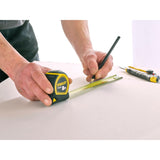 Stanley 1-30-657 - mètre Tylon Bi matière 8m x 25mm - Ruban Anti-Corrosion - Boitier Bi-matière - Blocage du Ruban - Crochet 3 Rivets - Position du Zéro Réel - Classe Ii - Crochet pour Ceinture