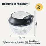 SILBERTHAL Mini Hachoir Manuel En Inox - 5 secondes - Avec Couvercle Et Racloir - Mixeur Coupe Oignons, Ail, Herbes