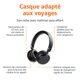 Amazon Basics Casque supra-auriculaire Bluetooth sans fil - 35 heures d’autonomie - Noir