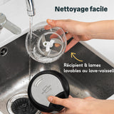 SILBERTHAL Mini Hachoir Manuel En Inox - 5 secondes - Avec Couvercle Et Racloir - Mixeur Coupe Oignons, Ail, Herbes