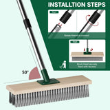 ytorgr Brosse de jardin en fil métallique robuste avec manche télescopique de 144,8 cm, brosse de jardin à poils métalliques rigides pour patio, terrasse, jardin