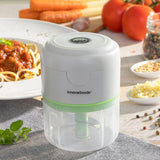InnovaGoods® Mini Hachoir Rechargeable Portable Echoppie, Pratique et Polyvalent, Idéal pour Hacher des Fruits, des Légumes, des Noix, 3 Lames en Acier Inoxydable, Capacité de 150 ml, Puissance de 45
