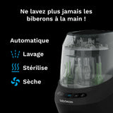 Baby Brezza - Lave-biberons Bottle Washer Pro Noir - lave, stérilise et sèche automatiquement biberons et accessoires de tire-lait