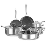 COOKER KING Stainless Steel Cookware Set, Pots and Pans Set Non Stick, Hybrid Ceramic Cookware,Non-Stick Frying Pans, Saucepans, Saute Pan & Stock Pot, Non-Toxic, Oven Safe, Induction Compatible