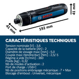 Bosch Professional tournevis sans-fil Bosch GO 3 (avec set de 8 embouts, porte-embout, câble USB-C, mini coffret), Blue, 06019H2201