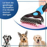 Candure Brosse Chien et Chat Professionnel Brosse Chien Poil Long Toilettage du Chien Râteau Dents à Double Face 17+9 Élimine Les Nœuds, Les Tapis et Les Cheveux Emmêlé (Azul)