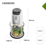 Kenwood CHP61.100WH, Mini Hachoir 500 W, Bol de 0,8 L, Blanc