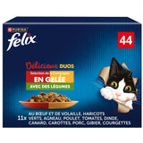 FELIX | Délicieux Duos | en Gelée | Chat Adulte | Sélection de la Campagne aux Légumes | Sachets Fraîcheurs | 44x85g