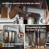 Kenwood Titanium Chef Baker XL, Robot Pâtissier avec Batteur K, Crochet Pétrisseur, Fouet et Bol de 7 Litres, KVL85.424SI, 1200W, Argent