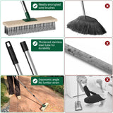 ytorgr Brosse de jardin en fil métallique robuste avec manche télescopique de 144,8 cm, brosse de jardin à poils métalliques rigides pour patio, terrasse, jardin