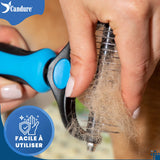 Candure Brosse Chien et Chat Professionnel Brosse Chien Poil Long Toilettage du Chien Râteau Dents à Double Face 17+9 Élimine Les Nœuds, Les Tapis et Les Cheveux Emmêlé (Azul)