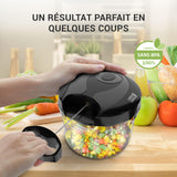 LEBENLANG Hachoir manuel legume & coupe oignon - Noir 1L mixeur manuel & BPA-Free I Moulinette manuelle Hachoir ail vegetable chopper Mini-robots et hachoirs a ficelle Eminceur legumes main 3 lames