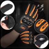 COFIT Gants de Moto Homologués CE, Gants à Écran Tactile Plein-Doigt pour la Course de Moto, VTT, Escalade, Chasse, Randonnée et Autres Sports de Plein Air - Orange M