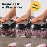 SILBERTHAL Mini Hachoir Manuel En Inox - 5 secondes - Avec Couvercle Et Racloir - Mixeur Coupe Oignons, Ail, Herbes