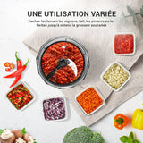 LEBENLANG Hachoir manuel legume & coupe oignon - Noir 1L mixeur manuel & BPA-Free I Moulinette manuelle Hachoir ail vegetable chopper Mini-robots et hachoirs a ficelle Eminceur legumes main 3 lames