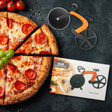 Roulette à pizza, Couteau à Pizza en Forme de Vélo en acier inoxydable de 19 cm, Découpe-Pizza Couteau de Pizza Vélo Décoration Idéale et Cadeau, Orange
