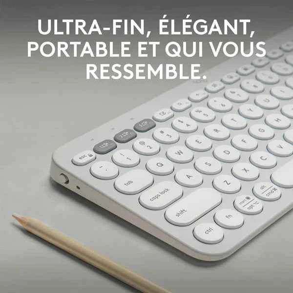 Logi-tech clavier Universel Bluetooth QWERTY US International Blanc