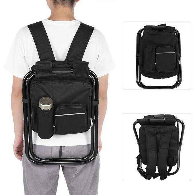tabouret pliable et sac a dos avec glaciere