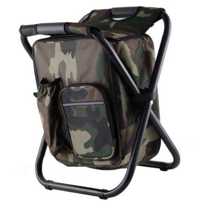 tabouret pliable et sac a dos avec glaciere
